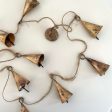 Rustic tin cone shaped brass bell jute holiday garland Online now