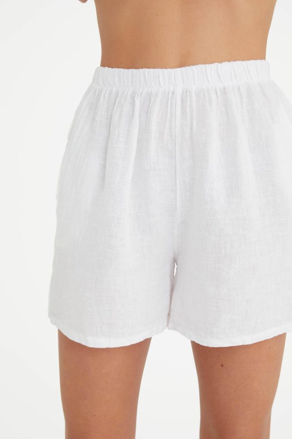 The Zion Linen Shorts in White: OS Online Hot Sale