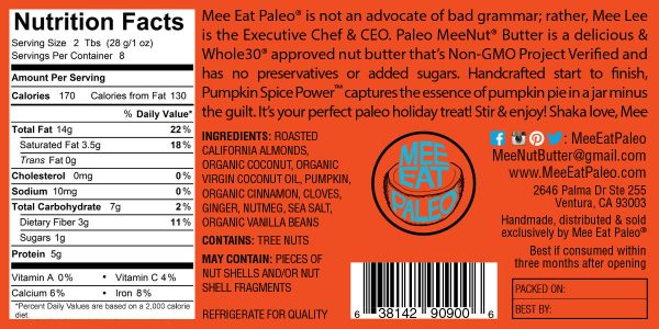 Pumpkin Spice Paleo MeeNut® Butter For Sale