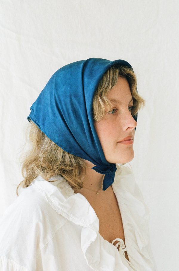 Indigo Blue Silk Plant Dyed Bandana  | Handmade | Eco Supply