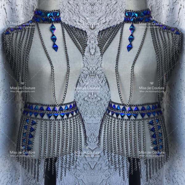 Runway Look- chante Royal blue chain skirt Online Hot Sale