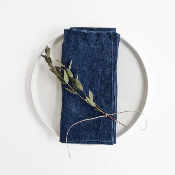 Navy Linen Napkins Set of 2 For Cheap