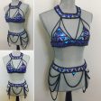 Sarah electric blue bralette chain Set Online