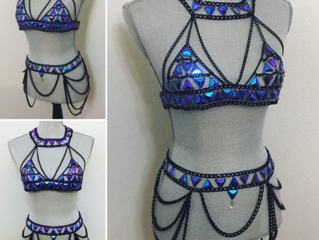 Sarah electric blue bralette chain Set Online