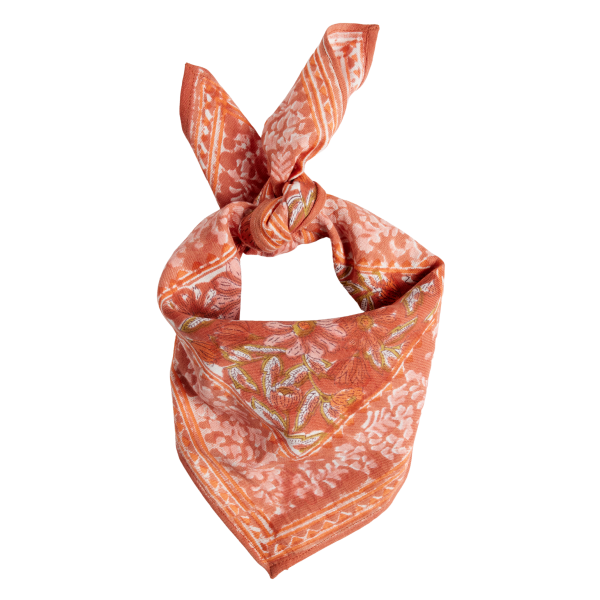 Scarf printed with Indian Flowers Meera Terracotta For Discount