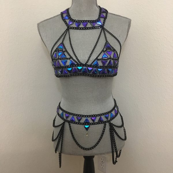 Sarah electric blue bralette chain Set Online