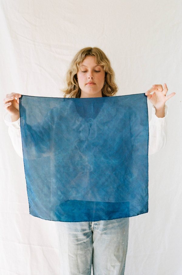 Indigo Blue Silk Plant Dyed Bandana  | Handmade | Eco Supply