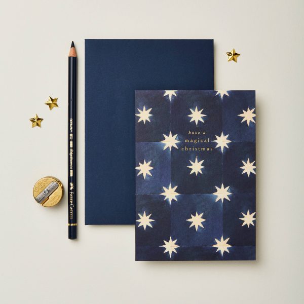 Navy Stars  Magical Christmas  Card Fashion